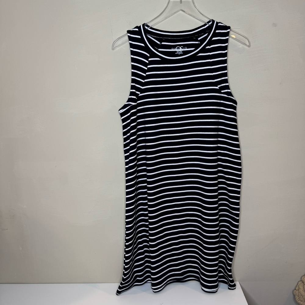 August silk Black and White Striped Sleeveless Dress size XL